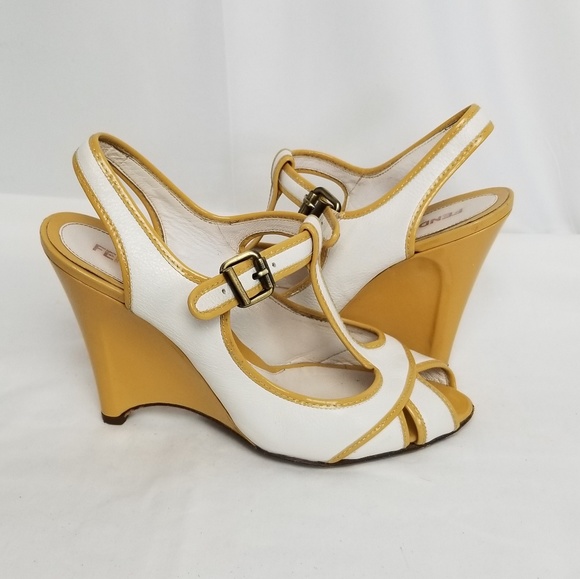 Fendi Shoes - Fendi Beige Open Toe Wedges Platform Pumps 38.5